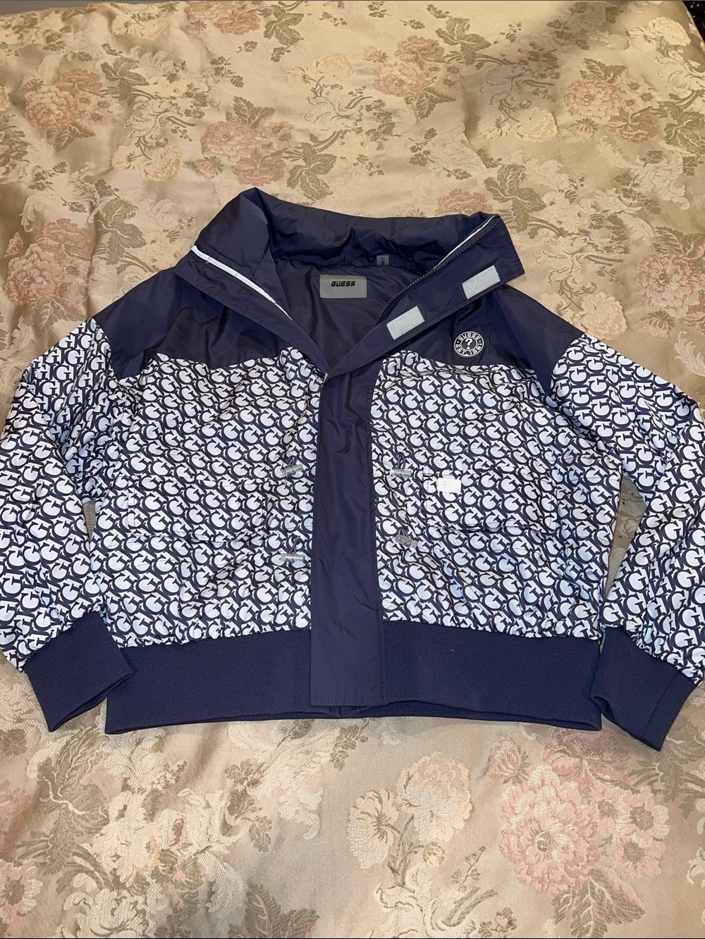 Guess Navy and White Monogram Windbreaker Jacket